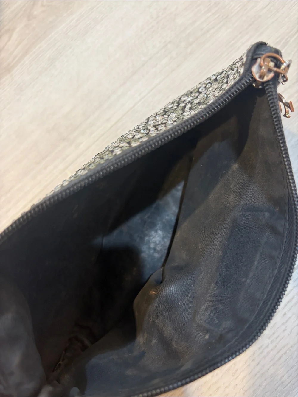 Victoria's Secret Black Crystal-Studded Makeup Pouch